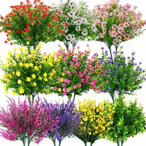 20/40 Bundles Realistic Artificial Flowers for Outdoors, UV Resistant No Fade Fake Flowers with Plastic Faux Shrubs Plants for Garden Patio Porch Window Box Home Wedding Farmhouse Outside Hanging Decor