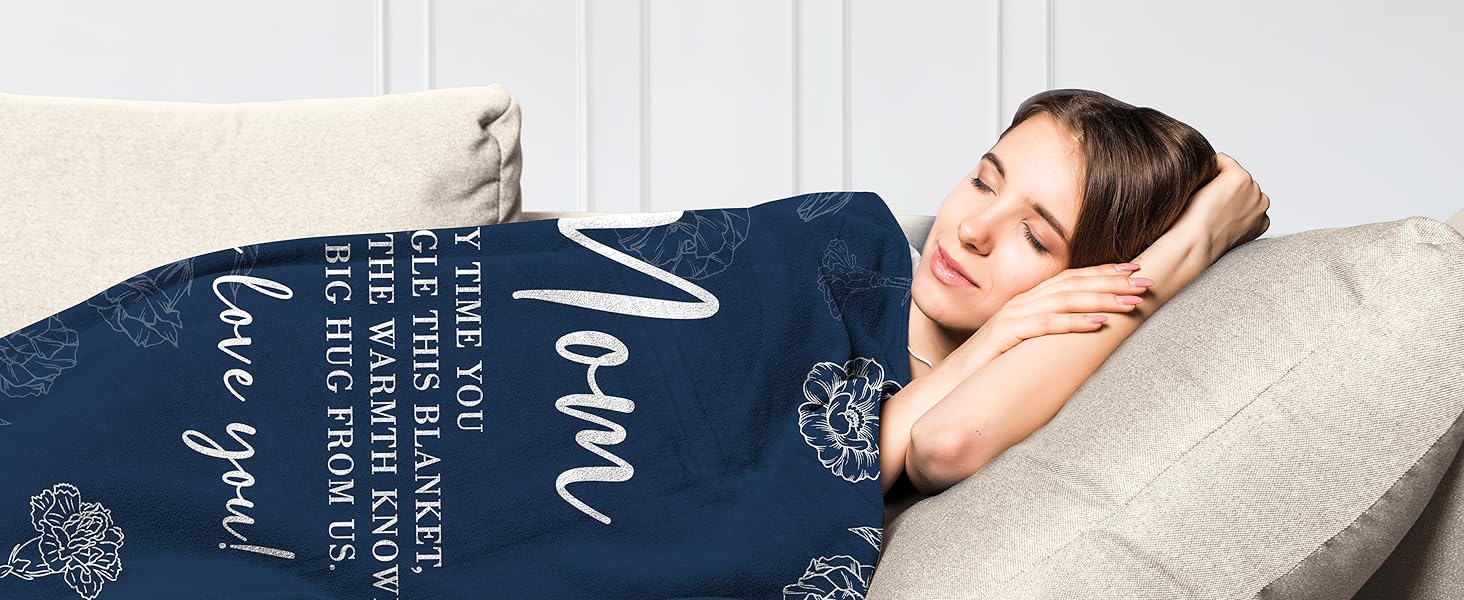 GiltGlimmer: A Gift for Mom — Mother's Day & Birthday Commemorative Blanket | A Thoughtful Gift from Children to Their Mother — A Heartwarming "We Love You" Tribute | Size: 60" x 50" | Color: Blue