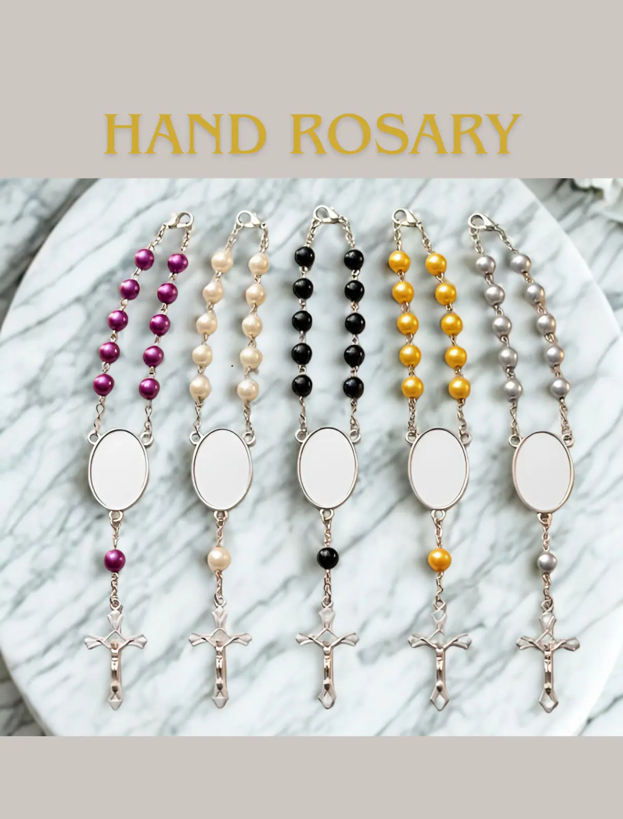 Hand Rosary - Beautiful Custom Image Hand Rosary with Color Beads and Cross- message image