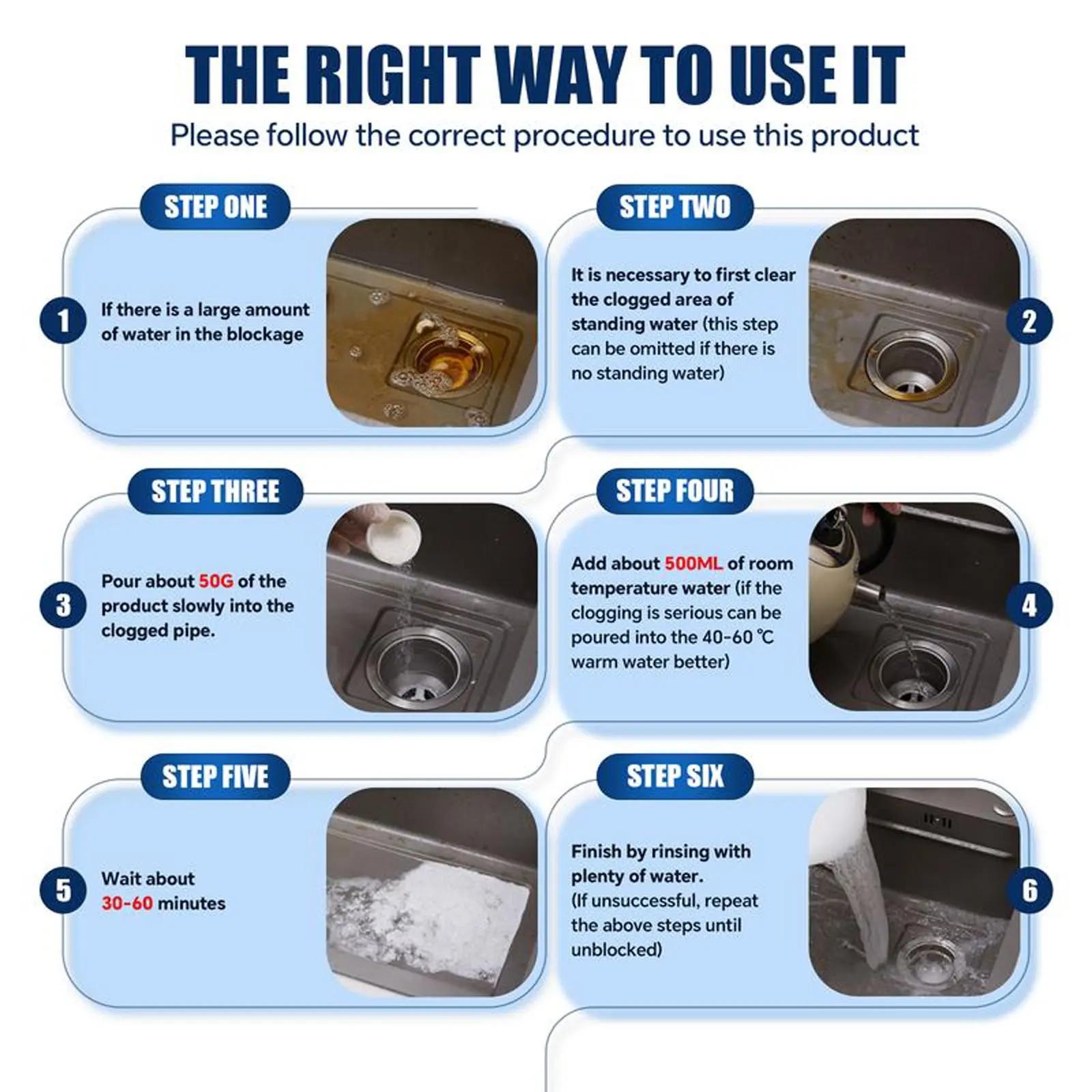 2PCS Pipe Dredging Agent for Kitchen and Toilet Pipelines,Dissolves 200+ Blockages and Kills 99% of Bacteria.