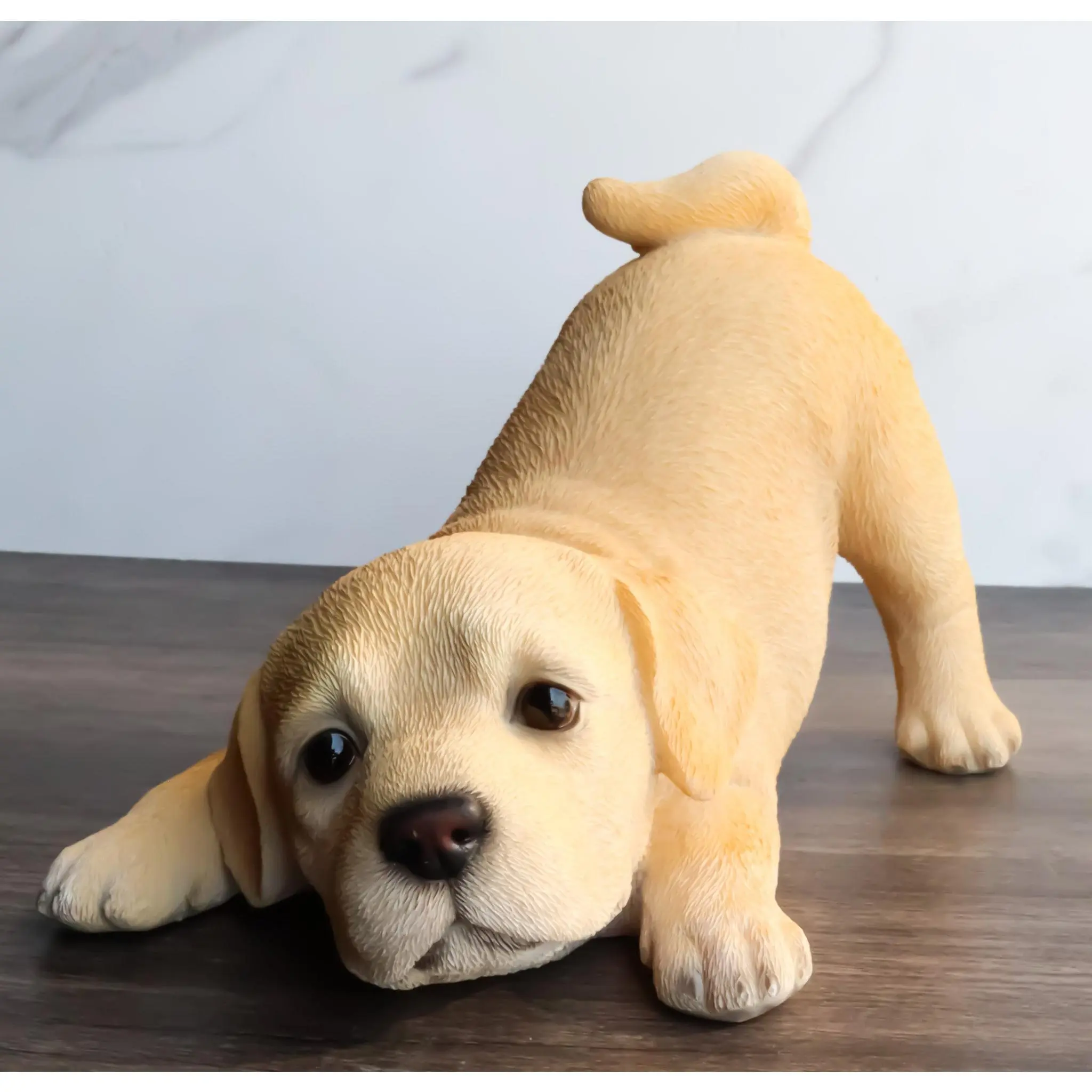 Resin Crouching Golden Retriever Fawn Puppy Statue, Cute Collectible Figurines for Home Decor, Home Supplies Accent Piece