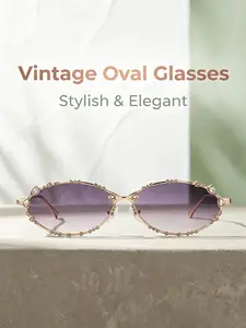 Y2K Oval Metal Glasses, Women's Retro Style