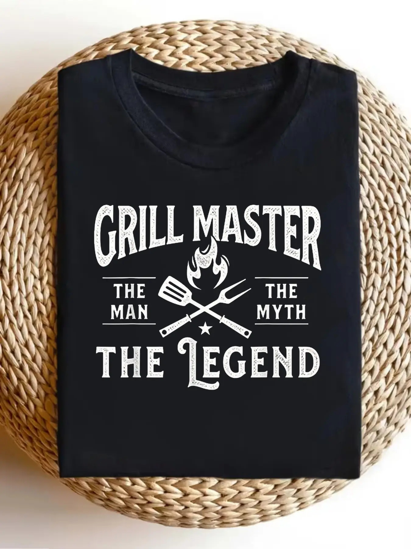 Grill Master The for Man The Myth The Legend T Shirt Bold BBQ Graphic Tee with Flames Heavyweight Fabric All Season Comfort Fit Shirt for Men Ideal Grillfather Gift for BBQ Enthusiasts