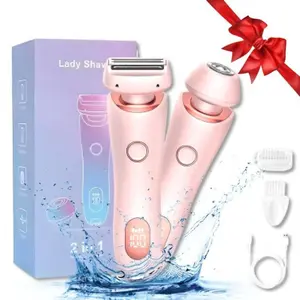 Comfort Women's Electric Shaver，Epilator Hair Remover，2 in 1Dual Head Dual Purpose Razor, Removable Heads,Wet & Dry Use Rechargeable Bikini Trimmer for Women Legs Underarm Face Pubic Hair, Body Hair Trimmer，Safety Body Hair Removal Tool for Women