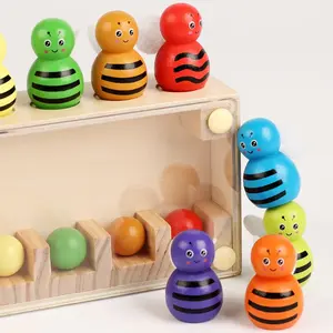 Bee Guess Game Memory Logic Puzzle Board Game, Creative Brain Teaser Toy, Color Matching Educational Fun Activity for Kids, Wooden Board Games, Table Games