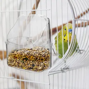 2-in-1 Transparent Bird Feeder & Water Dispenser, Cage Outside Hanging, Anti-Spill Food Container for Parakeets & Lovebirds, Bird Food Box