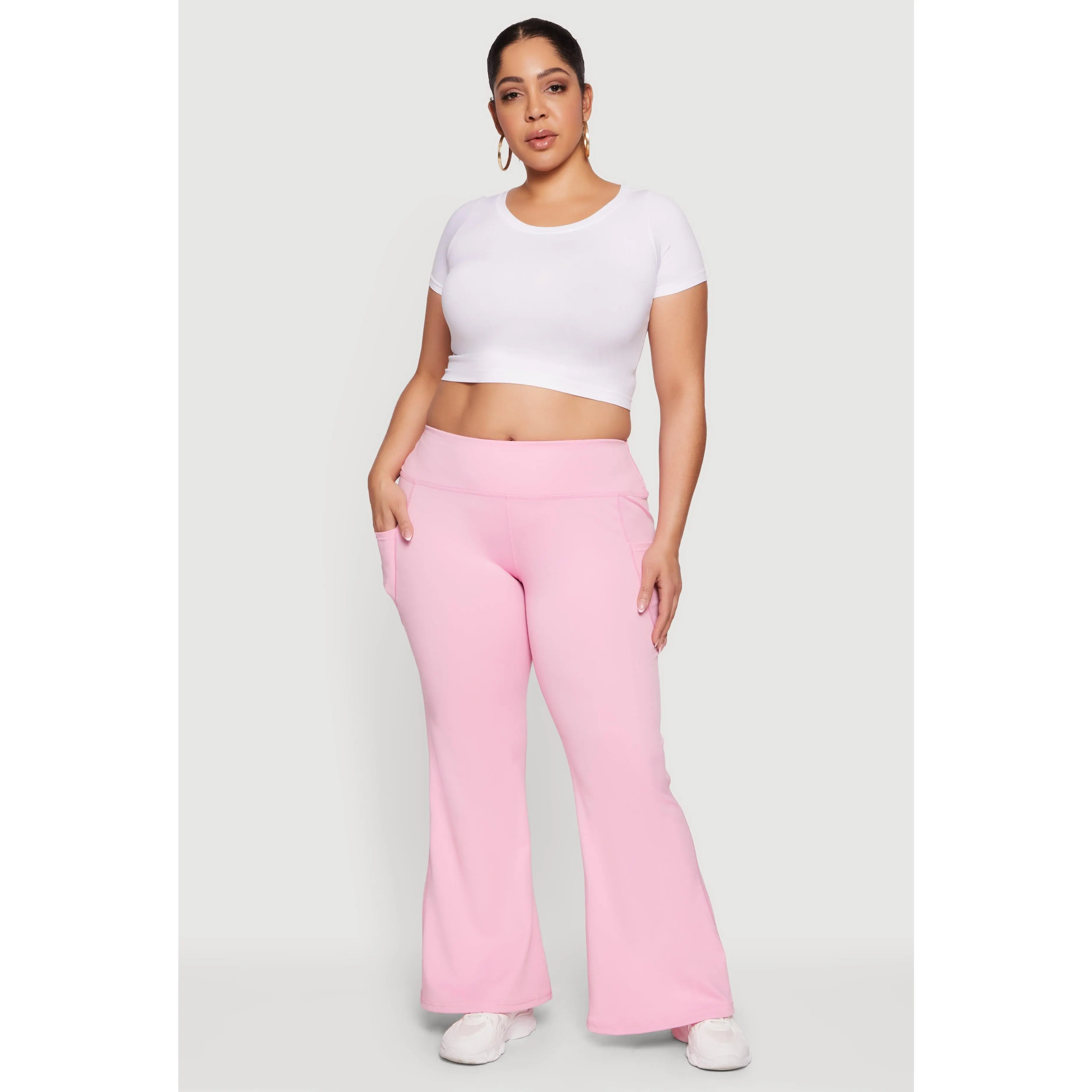 Plus Size Flare Leg Active Pants with Pockets