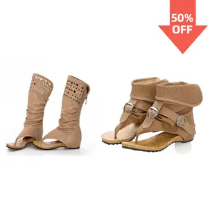 Clearance Sale Womens Brown Ankle Cuff Gladiator Sandals with Buckles Comfortable Flat Cork Footbed Flip Flop Sandals Perforated Breathable Summer Sandals for Casual Beach Wear
