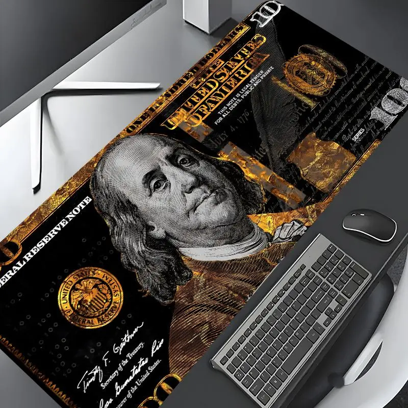 Benjamin Franklin Dollar Bill Pattern Mouse Pad, Rectangle Gaming Mouse Pad, Non-slip Rubber Pad, Desk Keyboard Pad for Home Office, Desk Accessories, Gaming Desk Accessory
