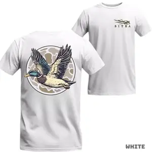 Unknown Sitka T-Shirt - Flying Mallard Duck with Circular Camo - Fashion Cotton T-Shirt, Streetwear Crewneck Menswear Tops, Duck Hunting Shirt, Cape Let Bee Eugene Emo Clothes New York Outfit Affliction Hoodie Deku Outfits Good Graphic Tees