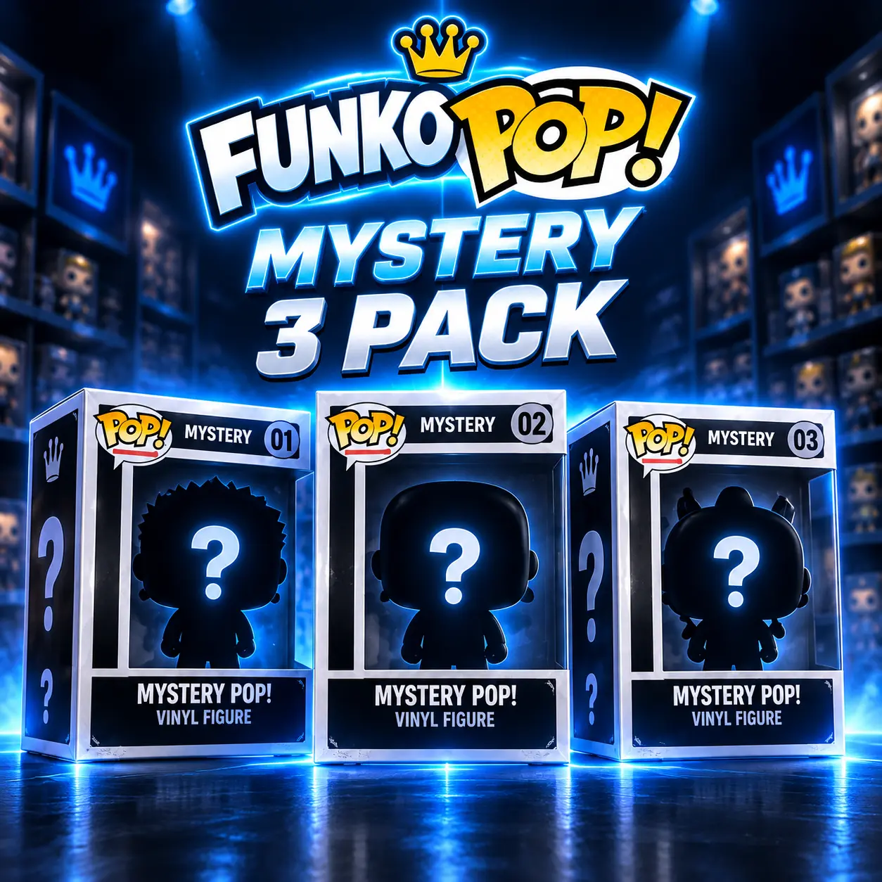Funko Pop Mystery 3-Pack | Surprise Vinyl Figure Bundle for Collectors – Sealed Random Pops