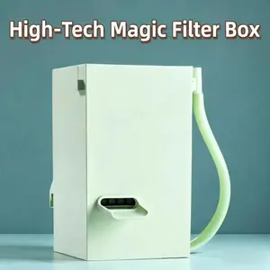 Small fish tank silent filter, aquarium waterfall oxygen - increasing filtration magic box, fish feces separation, water purification circulation system with USB power supply, multi - layer filtration, fish toilet, suitable for 1 - 18 gallon fish tanks
