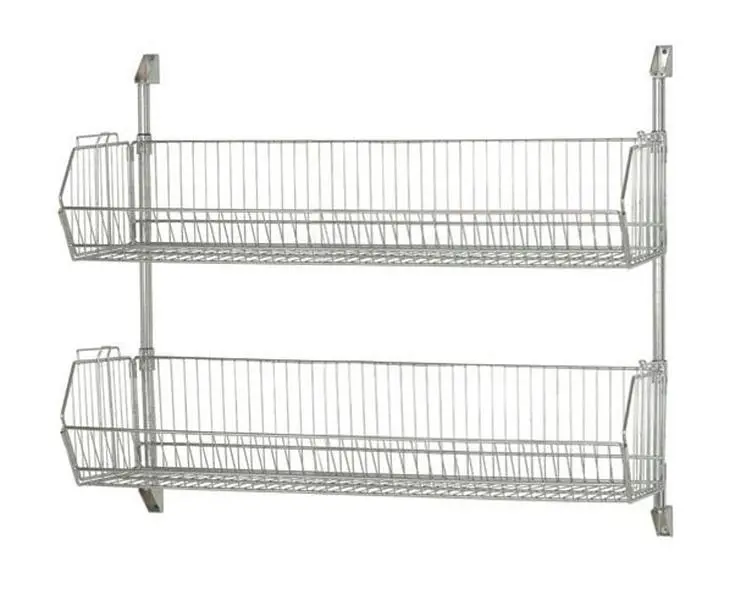Quantum Storage CAN-34-2048BC-PWB Chrome Metal Wire Mesh Cantilever Wall Mount Organiser, 2-34 in. H, 20x48x9" Adjustable Double Racks for Home Supplies & Garage Organization, Cantilever Rack
