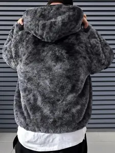 Unisex Hooded Jacket, Fall & Winter Warm Tie-Dye Fleece, Trendy Versatile Outerwear, Youth Casual Student Street Fashion