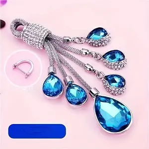 2024Luxury Pink Crystal & Diamond Keychain for Women - Elegant Horseshoe Clasp Design, Alloy with Golden Plating, Perfect for BMW & for Mercedes-Benz Keys2025