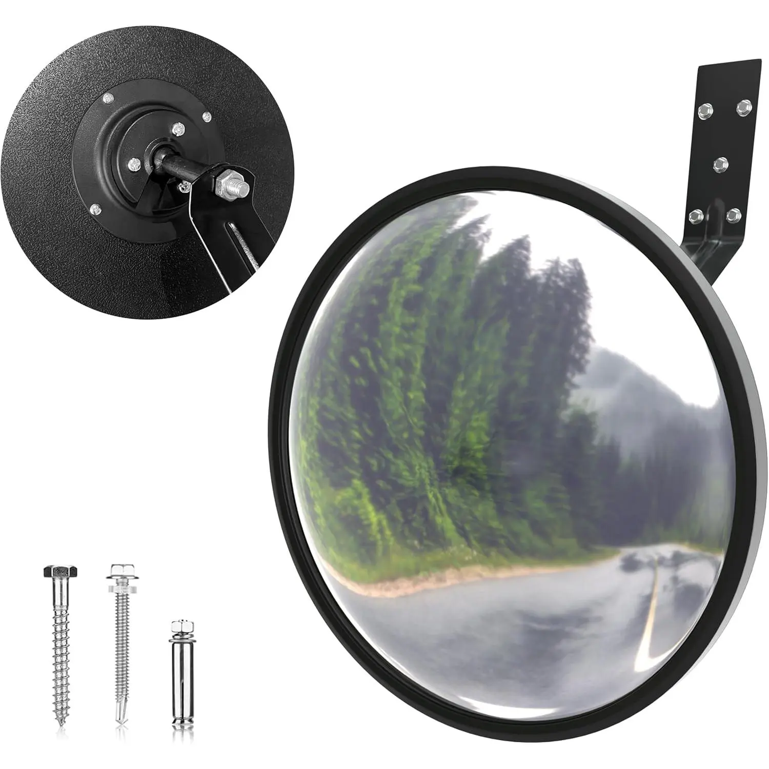 12" Acrylic Convex Mirror – 160° Wide-Angle Traffic Blind Spot Mirrors, Adjustable Corner Mirror in Garage, Driveways, Stores, Warehouses, For Outdoor and Indoor Use