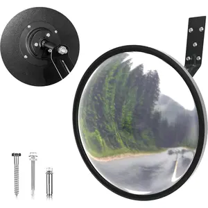 12" Acrylic Convex Mirror – 160° Wide-Angle Traffic Blind Spot Mirrors, Adjustable Corner Mirror in Garage, Driveways, Stores, Warehouses, For Outdoor and Indoor Use
