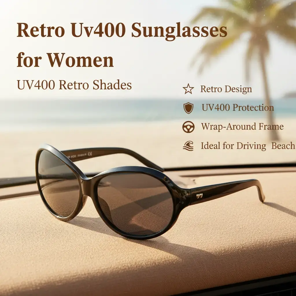 Retro Oversized Oval Sunglasses for Women, UV400 Protection Wrap Around Eyewear for Driving and Beach