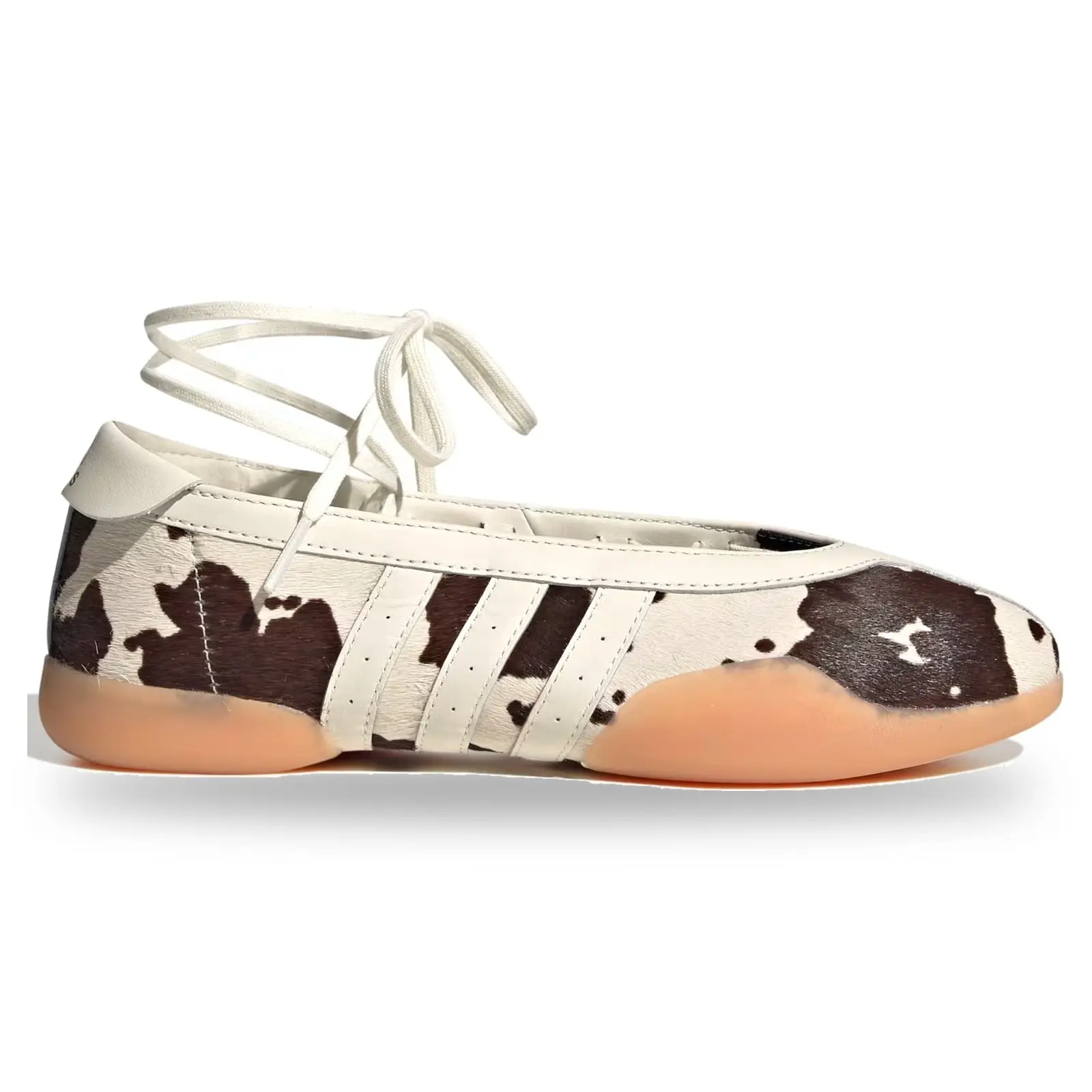 Adidas Women's Authentic Taekwondo Mei Cow Print Aurora Coffee Spotted Ballerina-Inspired Non-Eyelet Ballet Flat - Original Black White Brown Comfortable Athletic Trainer Shoes, Spotted Ballet Flats, Ballerina-Inspired Ballet Flats