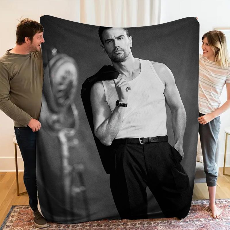 Theo James Theme Print Soft and comfortable home blankets, small throw blankets, nap blankets, perfect Christmas gifts for friends and besties. Super soft heat-pressed blankets. P251223100
