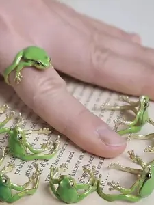 Creative Alloy Tree Frog Ring, Cute Design, Colorblock Pattern, All Seasons, Perfect for Daily Wear, Holiday Gifts, Birthday Presents