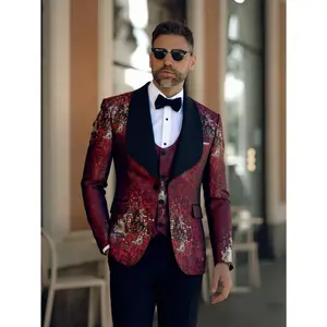 Men's Red Gradient Graffiti 3-Piece Suit Set - Blazer, Vest & Stretch Waist Black Pants Edgy & Stylish Men's Red Gradient Graffiti 3-Piece Suit Set - Blazer, Vest & Stretch Waist Black Pants Edgy & Stylish