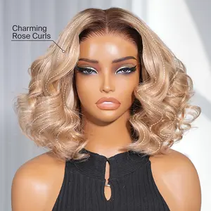 [TP4M613] Megalook 6x5 Pre Cut Invisible Knots Glueless Bob Wigs Rose Curl Realistic Hairline Beginner Friendly 100% Human Hair Wig