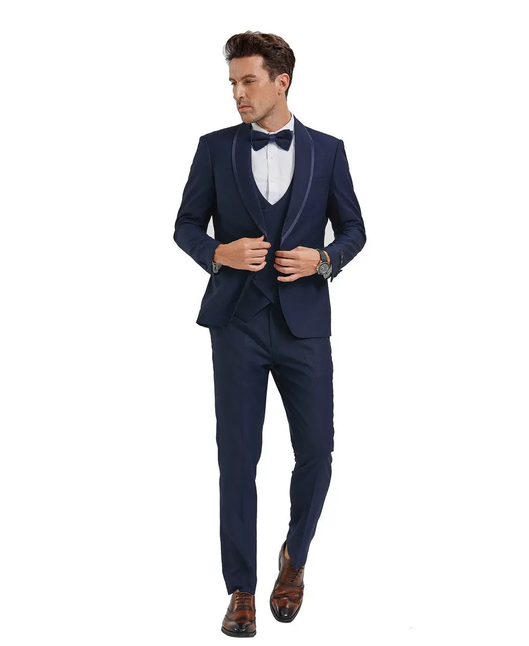 Navy Tone-Trim Three-Piece Tuxedo
