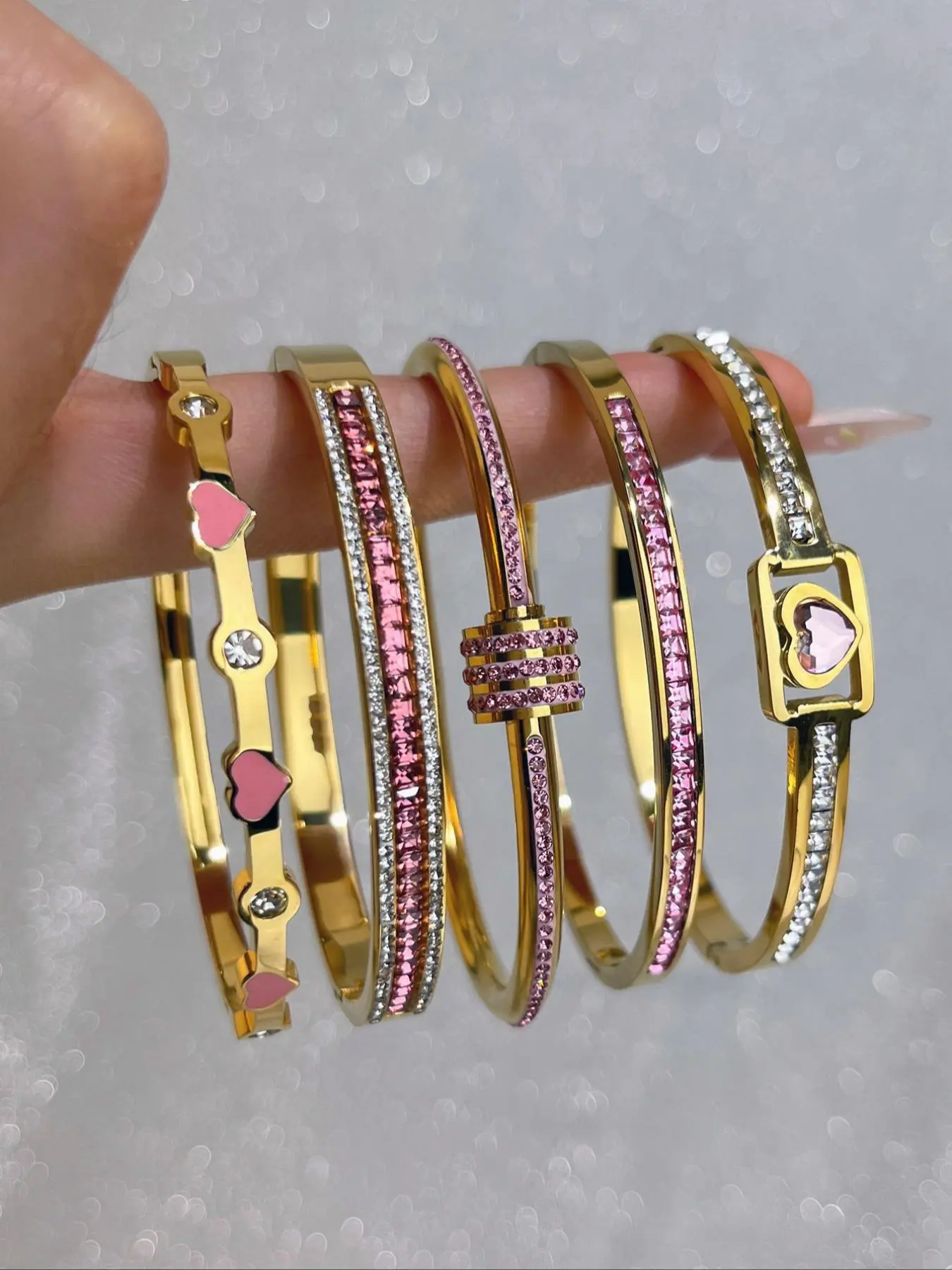Elegant Classic Bracelet & Bangle Set, Trendy Stack Bangle, Stainless Steel Fashionable Jewelry for Women & Girls, Lightweight and Niche Design, Suitable for Wearing on Important Occasions