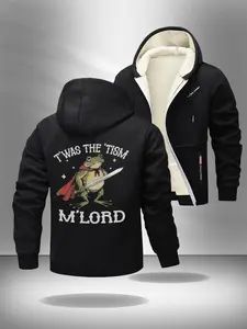 The popular 'Tism Meme wool lined hooded sweatshirt of 2025 |' T'was The'Tism M'Lord 'knight frog zipper hooded jacket | warm and comfortable winter casual jacket | viral Meme Merch | perfect gift for neuroticism enthusiasts and Meme enthusiasts