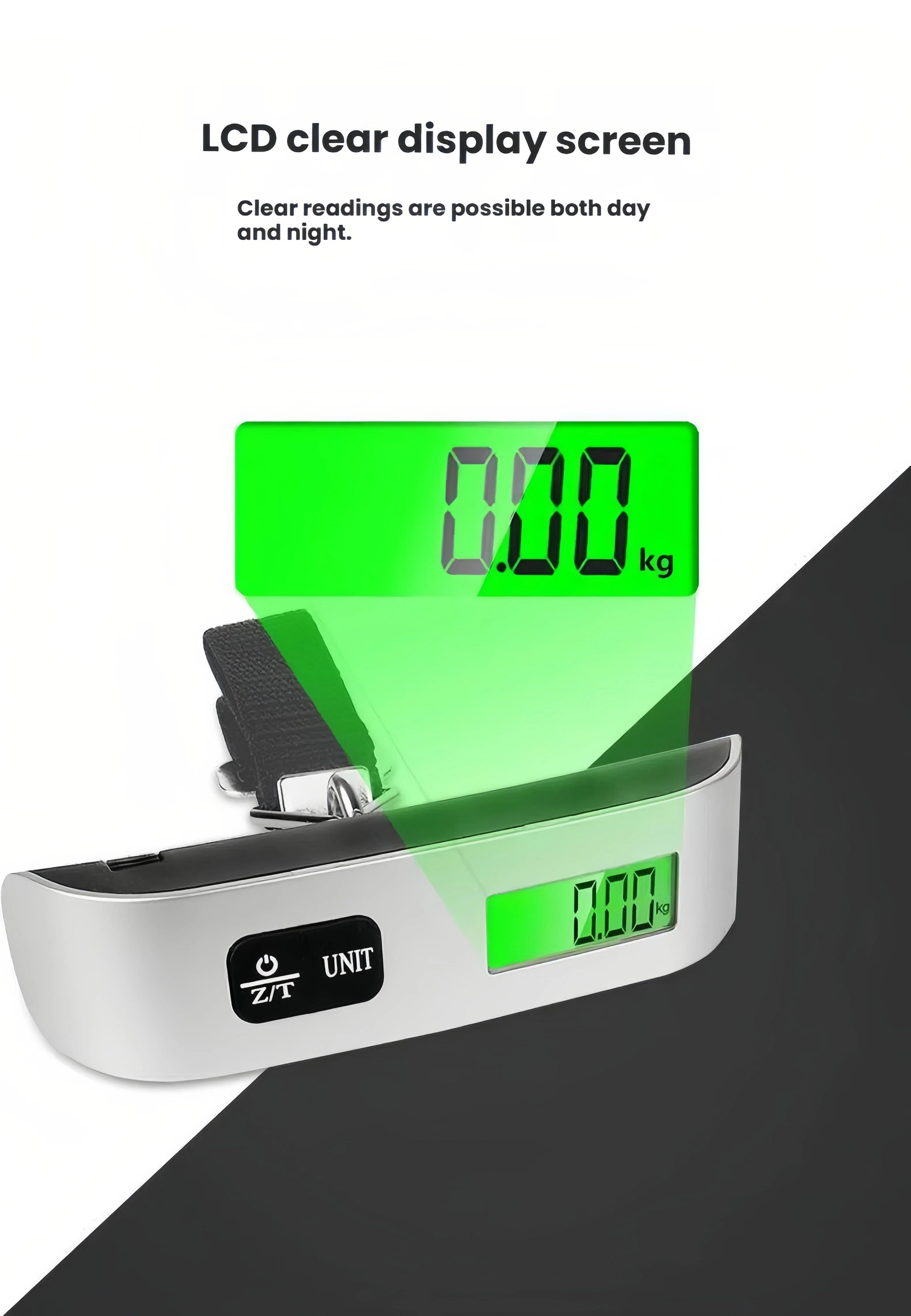 Portable Digital Luggage Scale, Pet Scale for Accurate Weighing, 110lbs Hanging Baggage Scale with Backlit LCD Display, Portable Suitcase Weighing Scale, Travel Luggage Weight Scale with Hook, Strong Straps for Travelers