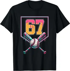 Baseball Drip Number 67 Player Or 67th Birthday T-Shirt