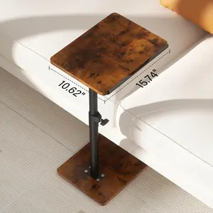 Sofa Armrest Tray Table for Couch - 360 °   Swivel Height Adjustable End for Small Spaces, Snack Side Table for Bed or Chair with Phone & Tablet Slot (Rich,Angle Adjustable)