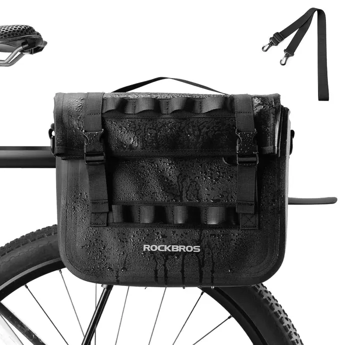ROCKBROS 15L Waterproof Bike Panniers - Rear Rack Cycling Commuting Bag with Mesh Pocket Sort, Night Reflect Logo
