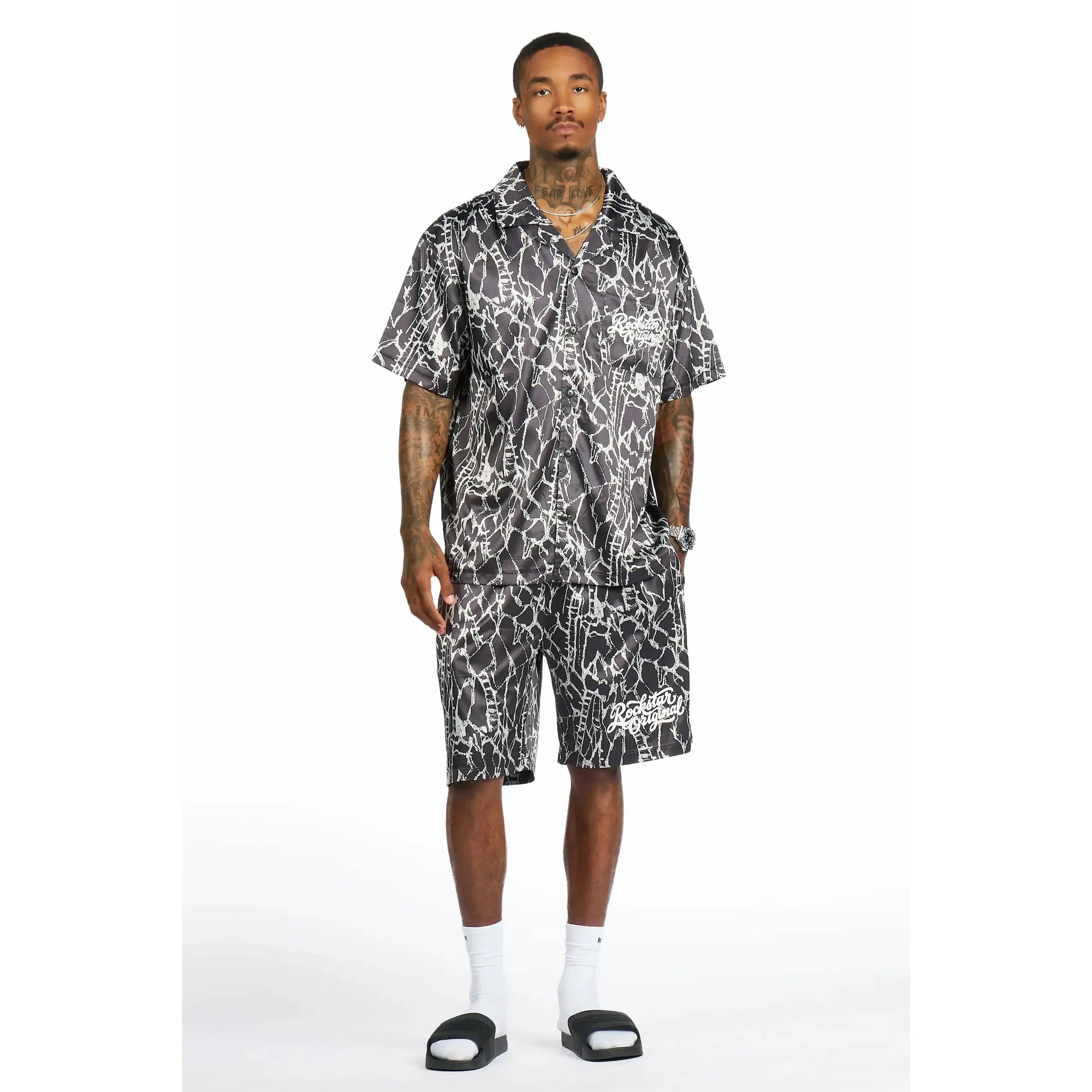 Princeton Black Button Down Shirt/Short Set