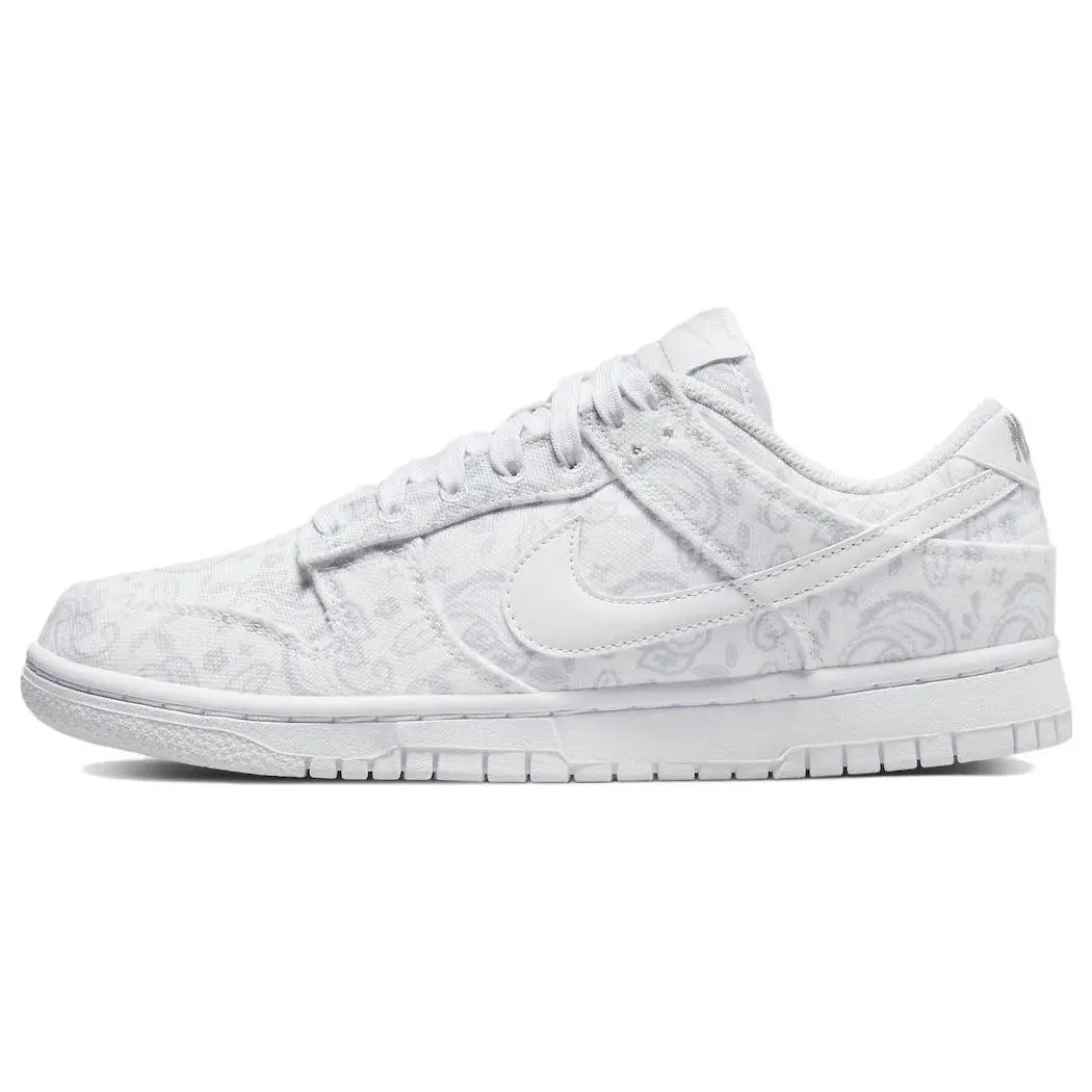Nike Dunk Low White Paisley Versatile Comfort Skate Shoes Women's DJ9955-100