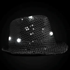 Blinkee  LED Flashing Fedora Hat with Sequins, Black