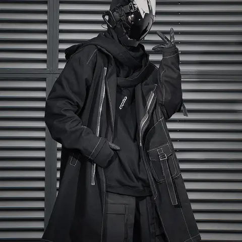 Techwear Cargo Trench Coat
