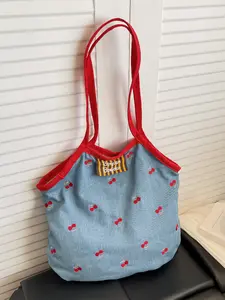 Elegant Fashion Large Capacity Cherry Design Tote Bag, Handheld Shoulder Bag for Daily Outing, Dating, Dining, Perfect for Everyday Use
