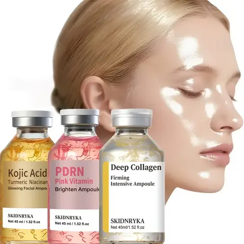 SKIDNRYKA 3-Piece Collagen & Niacinamide Facial Serum Gift Set with Turmeric, Kojic Acid - Hydrate, Lock in Moisture, Firm Skin, Improve Uneven Tone, Boost Radiant Complexion - Face Care Products for All Skin Types