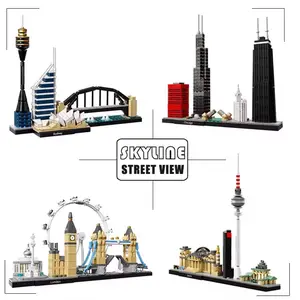 Creative Ideas Moc Street Scene Architecture Set, New York London San Francisco Landmark City Skyline Building Kit, Block Puzzle Toy