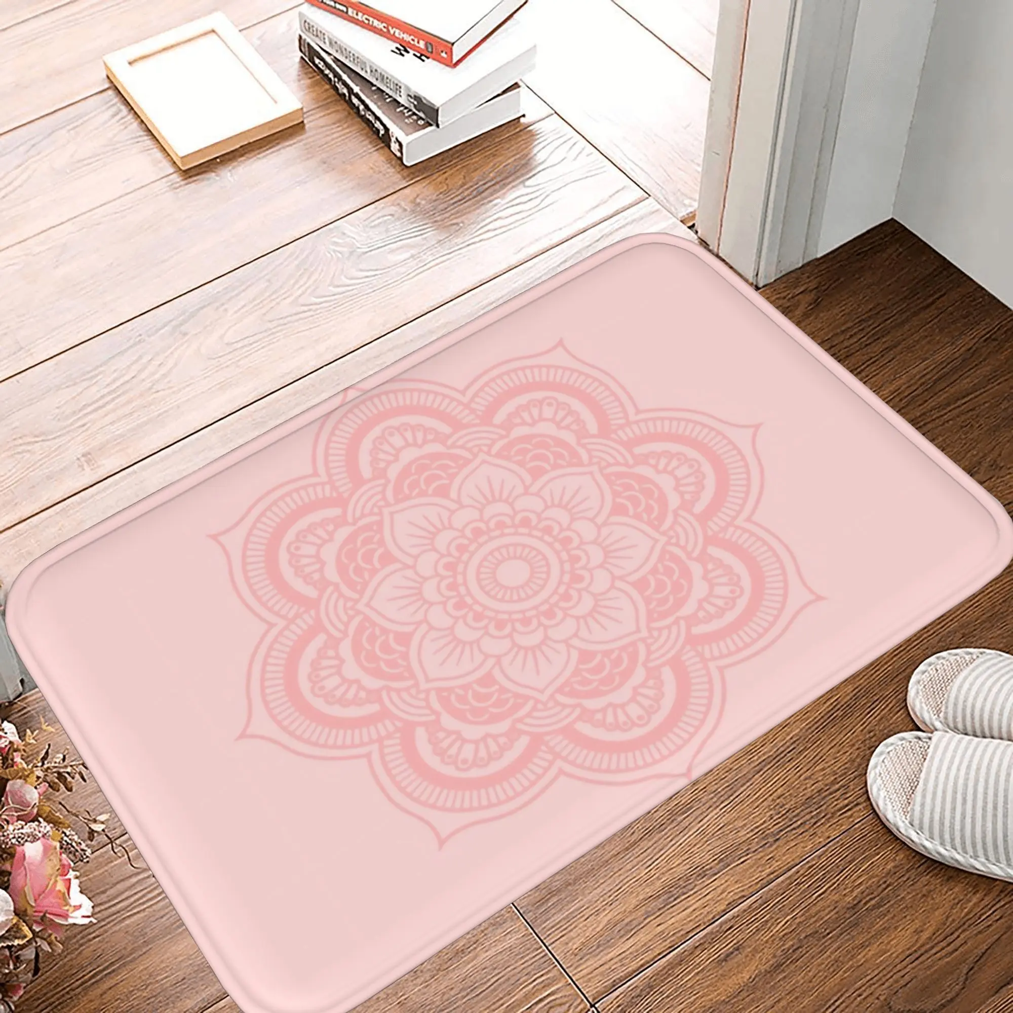Pink Mandala Area Rug   Soft & Stylish Non Slip Accent Mat   Perfect for Yoga, Meditation, or Chic Home Entryways