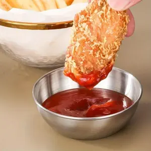 6pcs Metal Sauce Bowls Round Stainless Steel Seasoning Dishes Mini Saucers Dishes Plates Small Sushi Dipping Bowls Prep Appetizer Plates for Kitchen Bowl Set