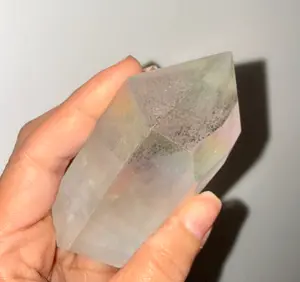 Stunning Rainbow Aura Clear Quartz Large Fat Tower🌈