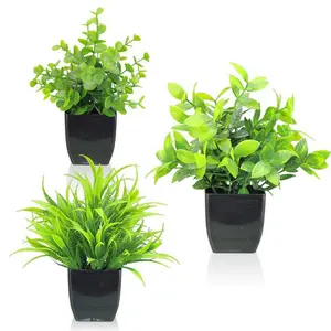 1 pcs Fake Plants Small Artificial Potted Plants Faux Plants for Home Office Desk Bathroom Decor Indoor Plastic Plants Fake Green Plant