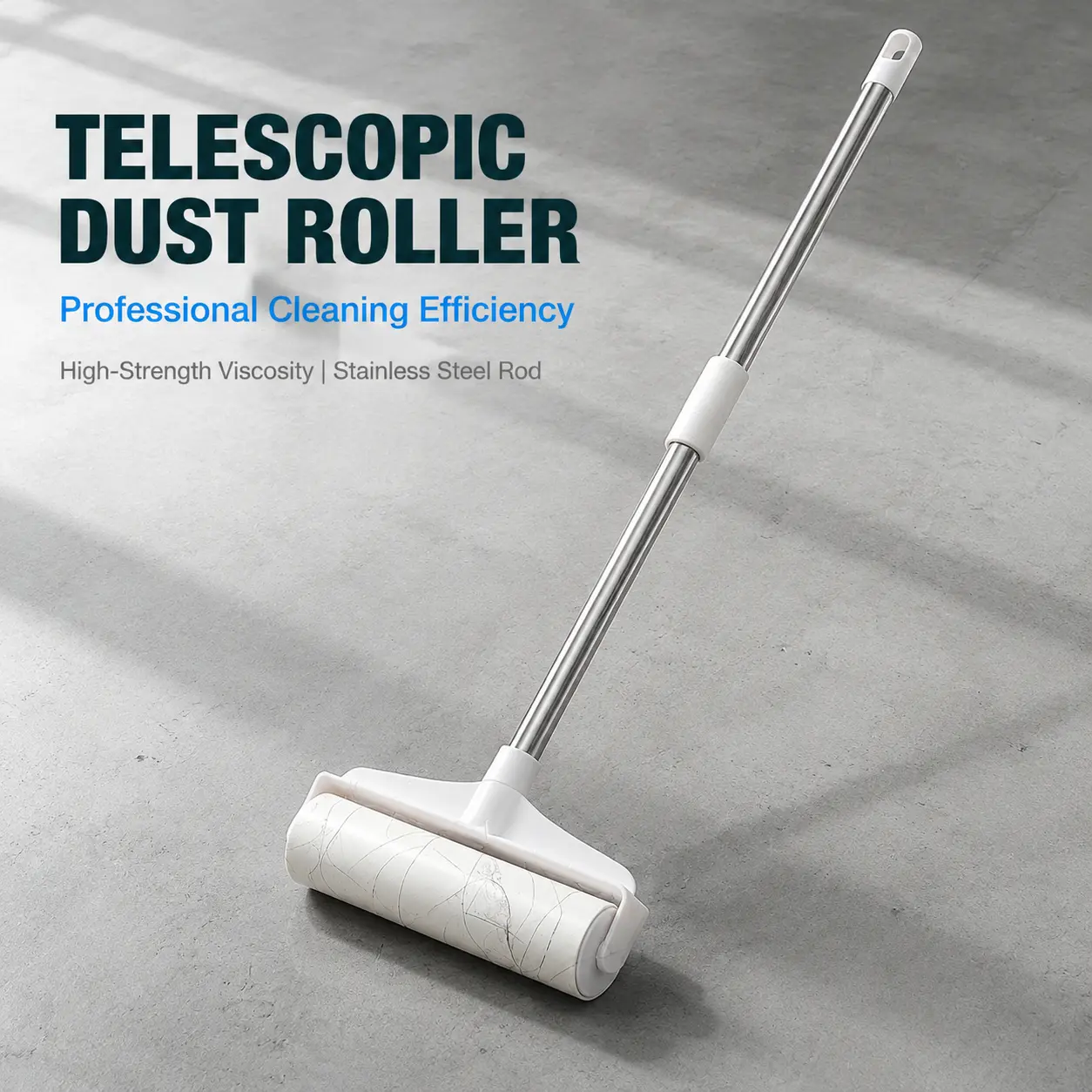 Reusable Sticky Telescopic Lint Roller with 4 Refill Rolls for Clothes, Floor & Pet Hair Cleaning