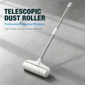 Telescopic Long Handle Lint Roller | 2-in-1 Sticky Roller for Floor & Clothing