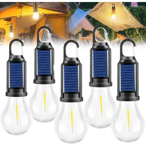 USB Rechargeable Solar Camping Light – Hooked LED Lantern for Tent, Portable Outdoor Hanging Light, Waterproof Emergency Light Bulb