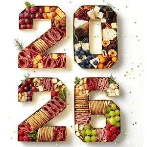 2026 Graduation Decorations 2026 Cardboard Numbers Charcuterie Board Box 10" Fillable Paper Tray for Grad Centerpieces Party Table Supplies Display Candy Snack Tray for New Year Birthday Celebration