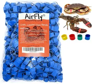 AirFly Crab, Lobster Claw Rubber Bands, Protect Lobsters & Crabs, Cook Safe FDA-Compliant Silicone, Made in USA - 600 pcs - Blue